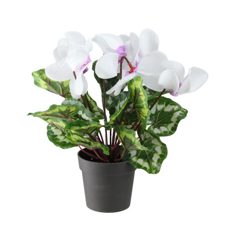 12" Potted White Cyclamen Artificial Floral Arrangement - IMAGE 1