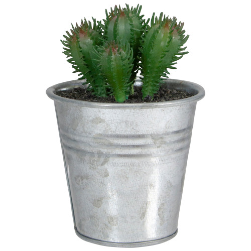 3.5" Tropical Mini Artificial Cactus in Tin Pot - IMAGE 1