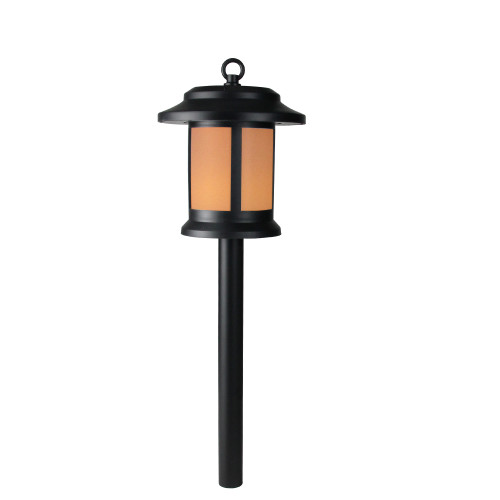 19" Black and White LED Round Lantern Style Solar Powered Lighted Pathway Marker - IMAGE 1