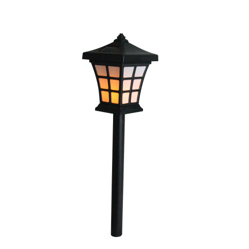 19" Black and White LED Lantern Style Solar Powered Lighted Pathway Marker - IMAGE 1