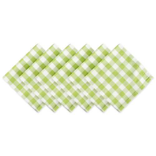 Set of 6 Lime Green and White Checkered Napkins 20" - IMAGE 1