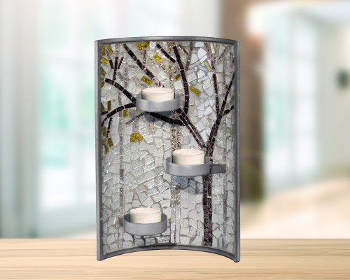 11" Tree Mosaic Tealight Candle Holder - IMAGE 1