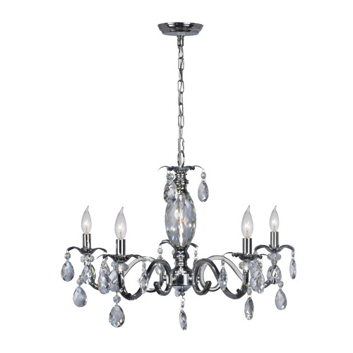 27.5" Polished Chrome Crosshatch Pattern 5-Light Chandelier - IMAGE 1