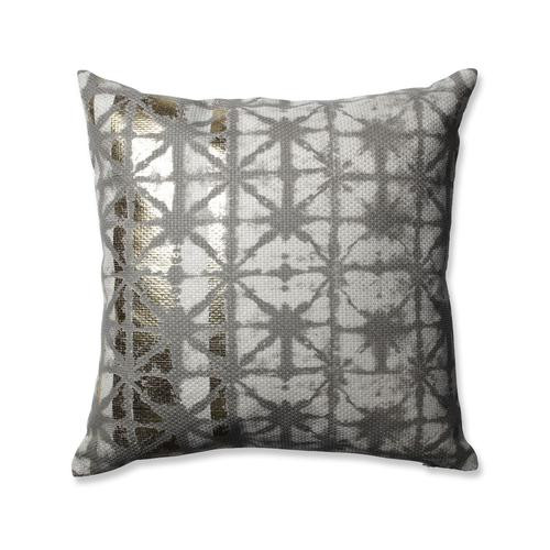 Geometric Square Throw Pillow - 16.5" - Silver and White - IMAGE 1