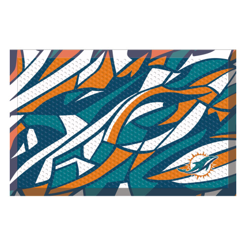 Aqua Blue and Orange NFL Miami Dolphins X-Fit Shoe Scraper Doormat 19" x 30" - IMAGE 1