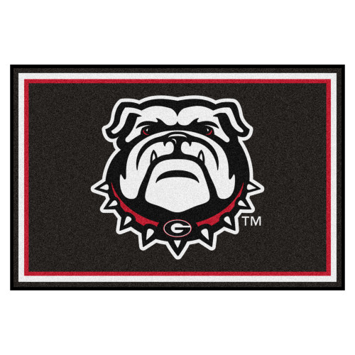 5' x 8' Black and Red NCAA University of Georgia Bulldogs Plush Non-Skid Area Rug - IMAGE 1