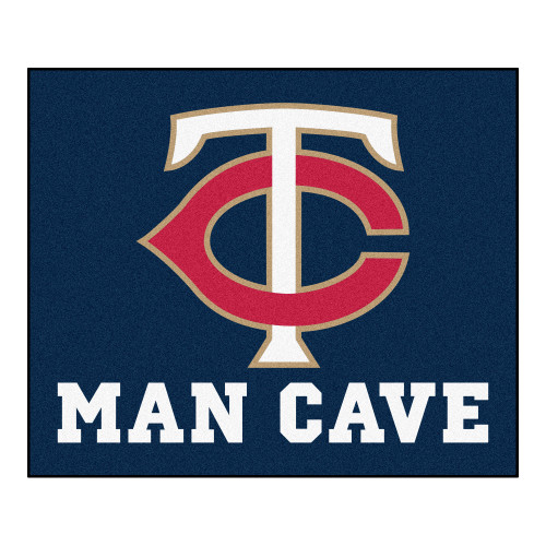 59.5" x 71" Black MLB Minnesota Twins Man Cave Tailgater Mat Outdoor Area Rug - IMAGE 1