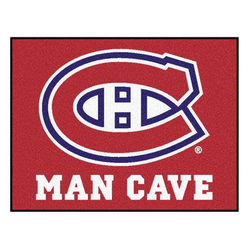 33.75" x 42.5" Red and White NHL Montreal Canadiens "Man Cave" All-Star Rectangular Mat Area Rug - IMAGE 1
