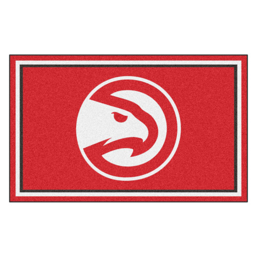 4' x 6' Red and White NBA Hawks Plush Non-Skid Area Rug - IMAGE 1