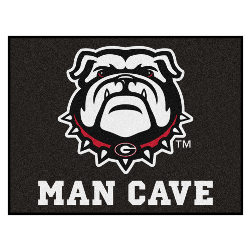 33.75" x 42.5" Black and White NCAA Bulldogs Man Cave All-Star Rectangular Mat Area Rug - IMAGE 1