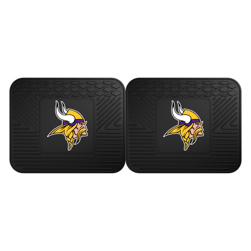 Set of 2 Black and Yellow NFL Minnesota Vikings Heavy Duty Rear Car Floor Mats 14" x 17" - IMAGE 1