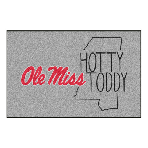 19" x 30" Gray and Red NCAA University of Mississippi Ole Miss Rebels Starter Mat Area Rug - IMAGE 1