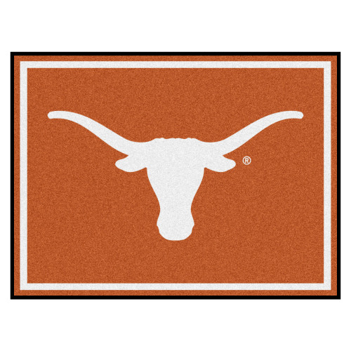 7.25' x 9.75' Orange and White NCAA University of Texas Longhorns Plush Non-Skid Area Rug - IMAGE 1