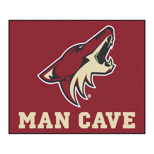 59.5" x 71" Red and White NHL Arizona Coyotes "Man Cave" Tailgater Rectangular Outdoor Mat Area Rug - IMAGE 1