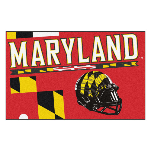19" x 30" Red and Yellow NCAA Terps Starter Mat Rectangular Area Rug - IMAGE 1