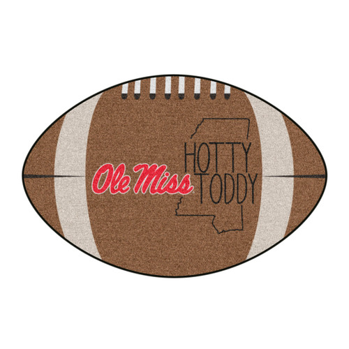 20.5" x 32.5" Brown and Red NCAA University of Mississippi Ole Miss Rebels Football Mat Area Rug - IMAGE 1