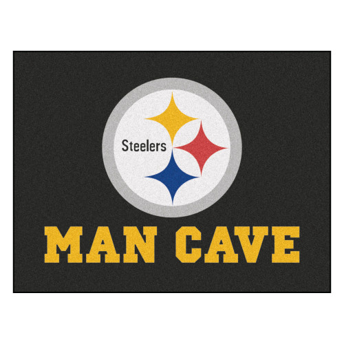 33.75" x 42.5" Black and Yellow NFL Steelers Man Cave All-Star Rectangular Mat Area Rug - IMAGE 1