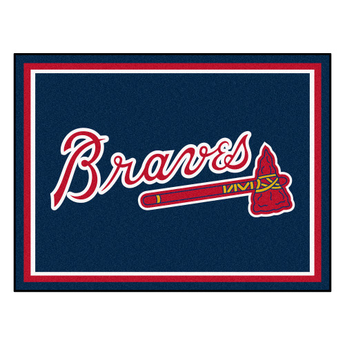 87" x 117" Blue and Red MLB Atlanta Braves Plush Non-Skid Area Rug - IMAGE 1