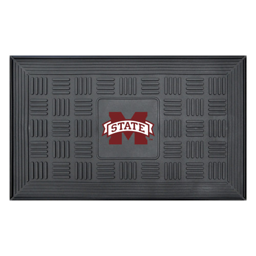 19.5" x 31.25" Gray NCAA Mississippi State University Bulldogs 3-D Team Medallion Door Mat - IMAGE 1