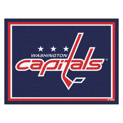 8' x 10' Navy Blue and Red NHL Washington Capitals Plush Non-Skid Area Rug - IMAGE 1