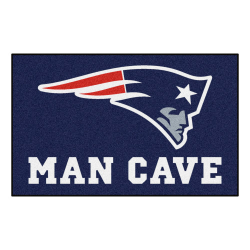 59.5" x 94.5" White and Black NFL New England Patriots Man Cave Ulti-Mat Rectangular Area Rug - IMAGE 1