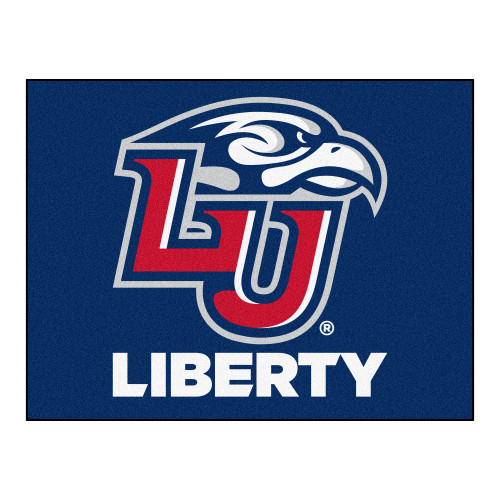 33.75" x 42.5" Blue and Red NCAA Liberty University Flames All Star Non-Skid Mat Area Rug - IMAGE 1