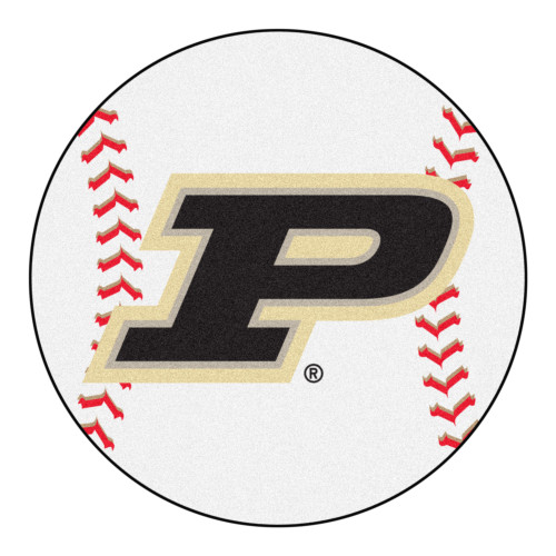 27" Black and Red NCAA Purdue University Boilermakers Baseball Shape Mat Round Area Rug - IMAGE 1