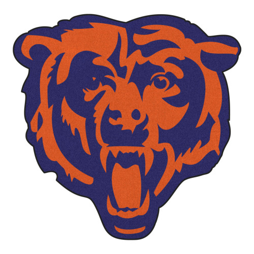 21" x 36" Blue and Orange NFL Chicago Bears Mascot Novelty Logo Shape Mat - IMAGE 1