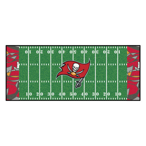 30" x 72" Green and Red NFL Tampa Bay Buccaneers Rectangular Mat Area Rug Runner - IMAGE 1