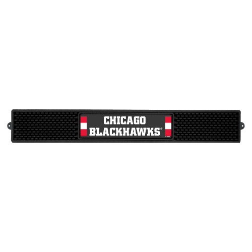 3.25" x 24" Black and White NHL Chicago Blackhawks Drink Mat - IMAGE 1