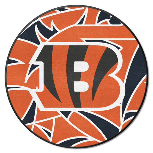 27" Orange and Black NFL Cincinnati Bengals Rounded Non-Skid Mat Area Rug - IMAGE 1