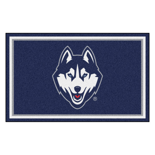3.6' x 5.9' Blue and White NCAA University of Connecticut Huskies Plush Area Rug - IMAGE 1
