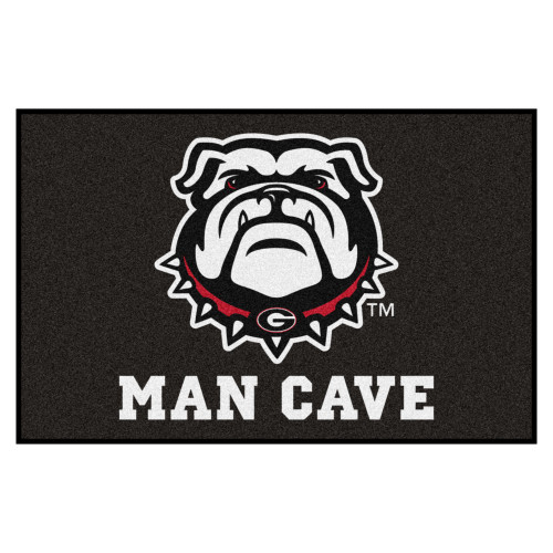 19" x 30" Black and White NCAA Bulldogs Man Cave Starter Rectangular Mat Area Rug - IMAGE 1