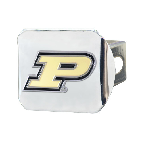 4" Silver NCAA Purdue University Boilermakers Color Class III Hitch Cover Auto Accessory - IMAGE 1