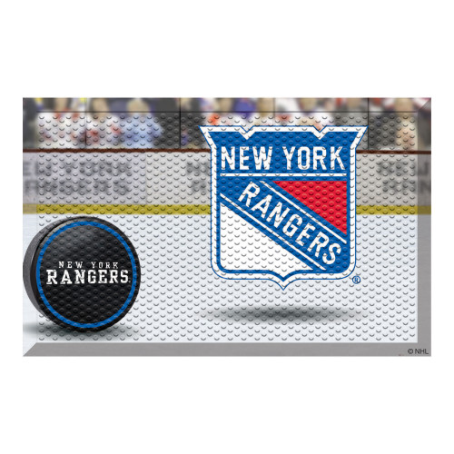 19" x 30" Black and Blue NHL New York Rangers Shoe Scraper Doormat - IMAGE 1