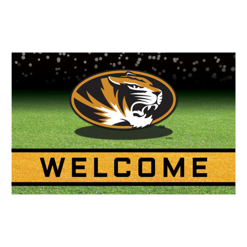 18" x 30" Green and Yellow Contemporary NCAA Tigers Outdoor Door Mat - IMAGE 1