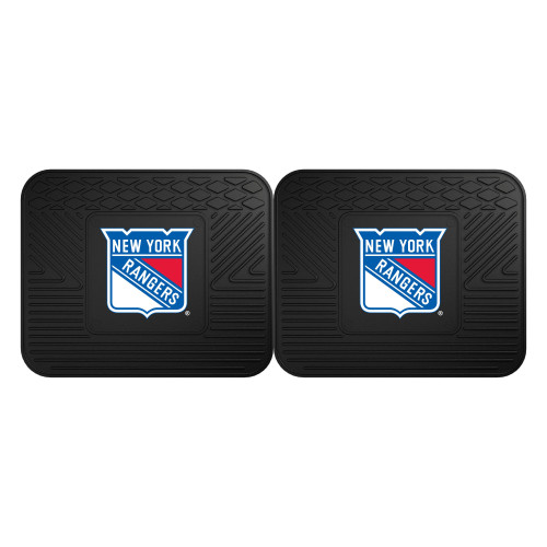 Set of 2 Black NHL New York Rangers Heavy Duty Rear Car Floor Mats 14" x 17" - IMAGE 1