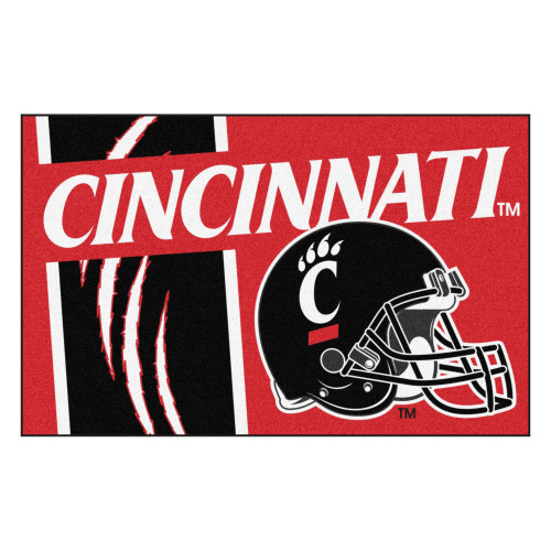 19" x 30" Red and Black NCAA Bearcats Starter Mat Rectangular Area Rug - IMAGE 1