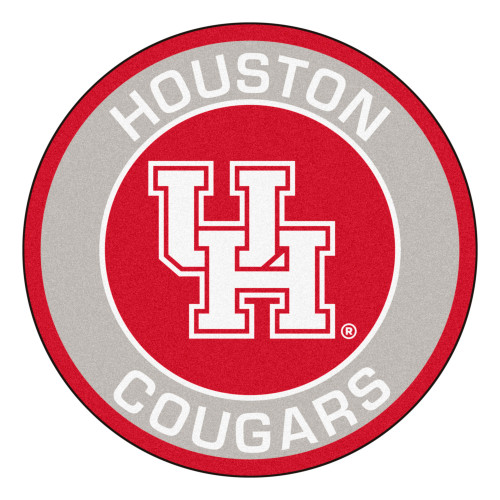 27" Red and Gray NCAA University of Houston Cougars Round Mat Area Rug - IMAGE 1