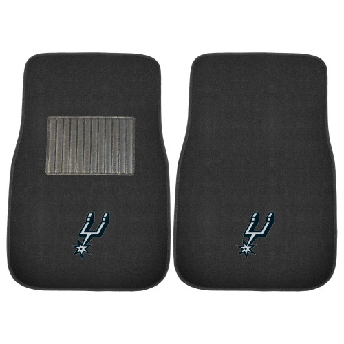 Set of 2 Black and White NBA San Antonio Spurs Car Mats 17" x 25.5" - IMAGE 1