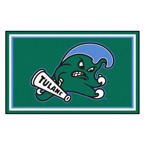 4' x 6' Green and Blue NCAA Tulane University Non-Skid Area Rug - IMAGE 1