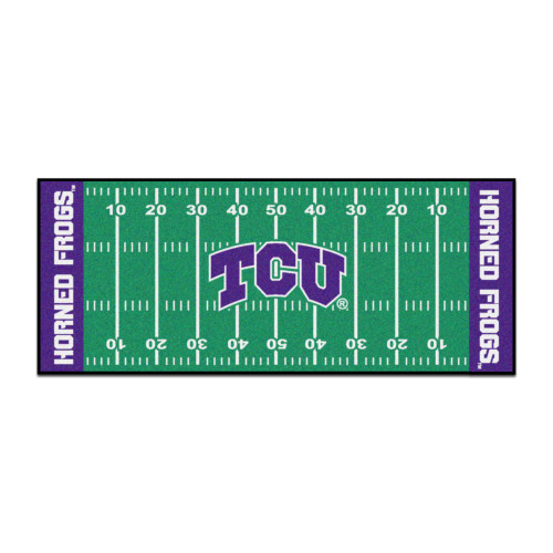 30" x 72" Green and Blue NCAA Texas Christian University Horned Frogs Football Mat Area Rug Runner - IMAGE 1