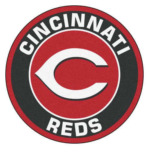 Black MLB Cincinnati Reds Round Welcome Door Mat 27" - IMAGE 1