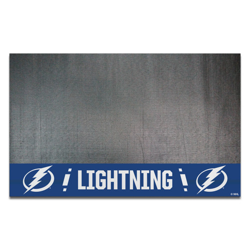 26" x 42" Black and Blue Contemporary NHL Tampa Bay Lightning Rectangular Grill Mat - IMAGE 1