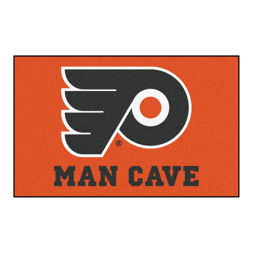 59.5" x 94.5" Orange and Black NHL Philadelphia Flyers Man Cave Ulti-Mat Rectangular Area Rug - IMAGE 1