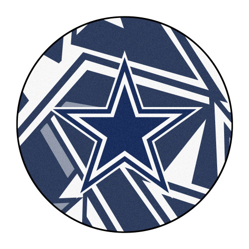 27" Blue and White NFL Dallas Cowboys Rounded Non-Skid Mat Area Rug - IMAGE 1