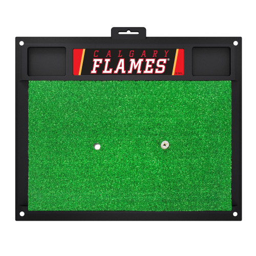 19.1" x 36" Green NHL Calgary Flames Golf Hitting Mat - IMAGE 1