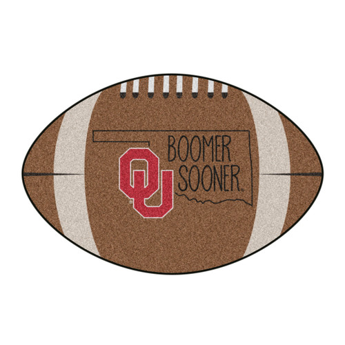 20.5" x 32.5" Brown and Black NCAA University of Oklahoma Sooners Football Shaped Mat Area Rug - IMAGE 1