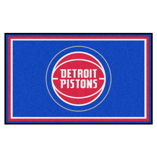 4' x 6' Red and Blue NBA Pistons Plush Non-Skid Area Rug - IMAGE 1
