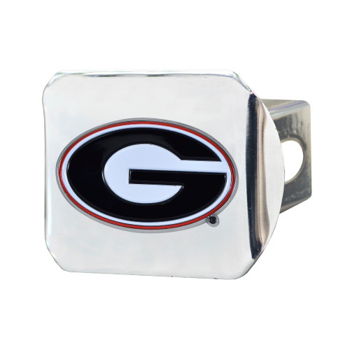 4" Silver NCAA University of Georgia Bulldogs Class III Hitch Cover Auto Accessory - IMAGE 1
